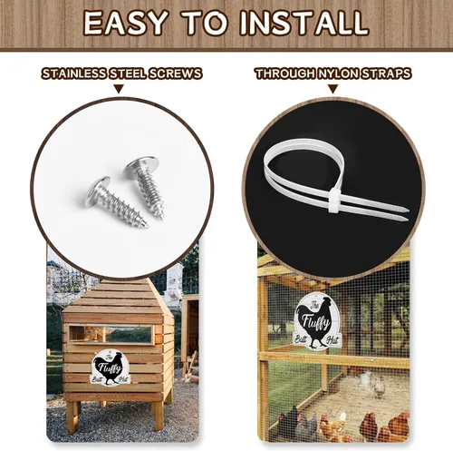 Vista 7 de The Fluffy Butt Hut Signs,cartel de gallinero, decoración de cobertizo de pollo para el hogar (blanco)