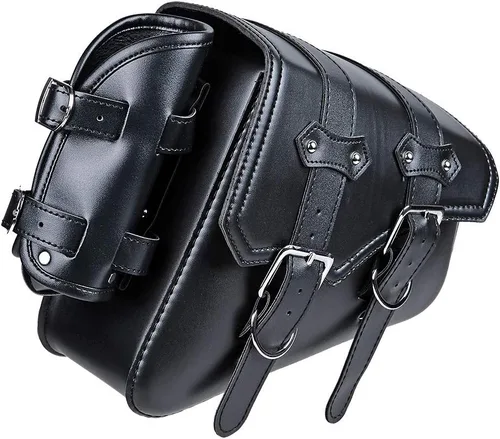 Bolsa lateral derecha para motocicleta de cuero sintético negro, bolsas de sillín, alforjas, bolsa de herramientas compatible con Harley Sportster