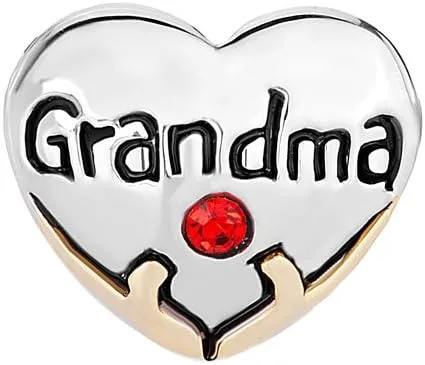 Vista 3 de Abalorio de corazón para abuela compatible con pulseras Pandora