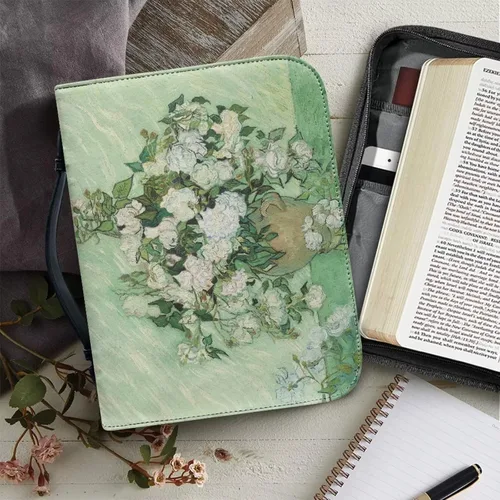 Vista 6 de TODIYADDU Funda de la Biblia para las mujeres, cubierta de la Biblia de la PU, suave bolsa de libro personalizada impermeable, bolsa de iglesia