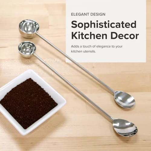 Vista 3 de Frieling Cuchara de café y agitador, 2 cucharadas, plata, mango de 11 pulgadas, cuchara medidora de acero inoxidable y cuchara agitadora de prensa