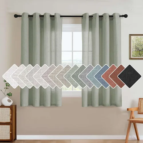 Vista 50 de H.VERSAILTEX - Elegantes cortinas de lino natural mezclado, eficientes energéticamente, con filtro de luz, textura de lino, paneles para ventana