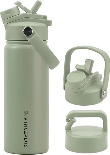 Vista 40 de Botella de agua de acero inoxidable de 32 onzas con tapa 2 en 1, botella de agua aislada al vacío de triple pared, a prueba de fugas, asa de Azul