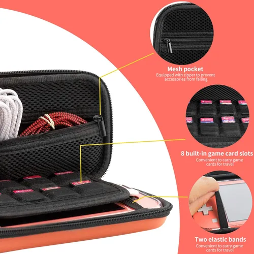 Vista 4 de FANPL Switch Lite Accessories Bundle -Carrying Case for Nintendo Switch Lite ,with 1 Clear Protector Case, 1 Screen Protector and 10 Thumb Grip