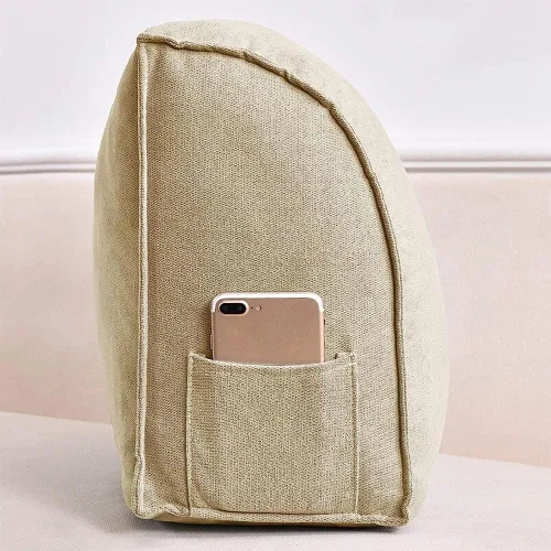 Vista 7 de Almohada triangular para sofá cama, almohada triangular cómoda para cabecera y respaldo de lectura, cojín de soporte lumbar para cuello y espalda