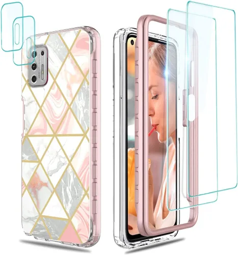 Vista 23 de Jeylly para Moto G Stylus 5G 2021 Funda con [2 Pack] Protector de Pantalla de Vidrio Templado, Protección Grado Militar Anti-Arañazos, Funda