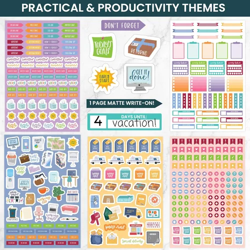 Vista 5 de bloom daily planners Paquete de pegatinas Mega Planificador de 40 páginas (más de 1500 pegatinas) - Libro de pegatinas de variedad definitiva