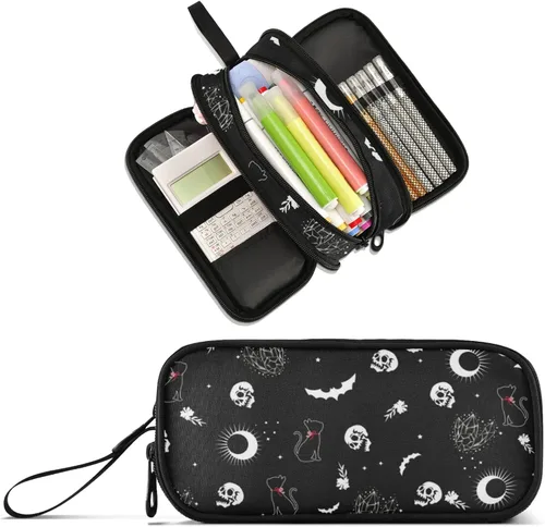 Vista 15 de Estuche de lápices de gran capacidad con estampado de vaca, estuche para lápices de oficina, escuela, bolsa de almacenamiento grande