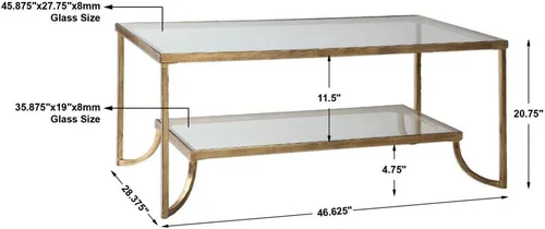 Vista 8 de Uttermost, Mesa de centro Gold Katina