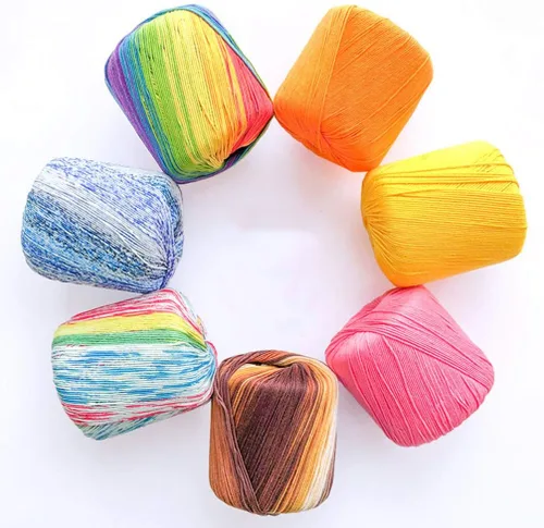 Vista 8 de 1 rollo de bolas de hilo de algodón teñido de hilos de algodón coloridos hilos para ganchillo Hardanger punto de cruz bordado a mano 436.4 ft marrón