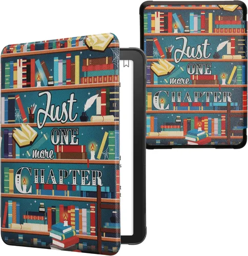 Vista 33 de kwmobile Funda compatible con Amazon Kindle Paperwhite 11. Generación 2021 - Funda para lector electrónico - Libros y páginas Beige/Marrón/Dorado