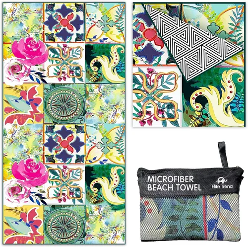 Vista 47 de Elite Trend Toalla de secado rápido, extra grande de 78 x 35 pulgadas, toalla de playa de microfibra, perfecta para la playa, viajes, natación