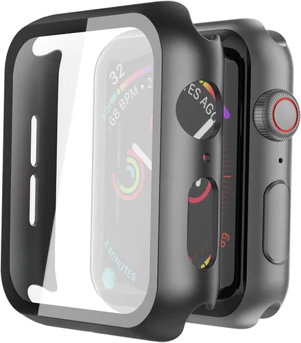 Vista 47 de Misxi - Juego de 2 fundas rígidas de policarbonato y protector de pantalla de vidrio templado compatibles con Apple Watch serie 9 (2023) serie 8