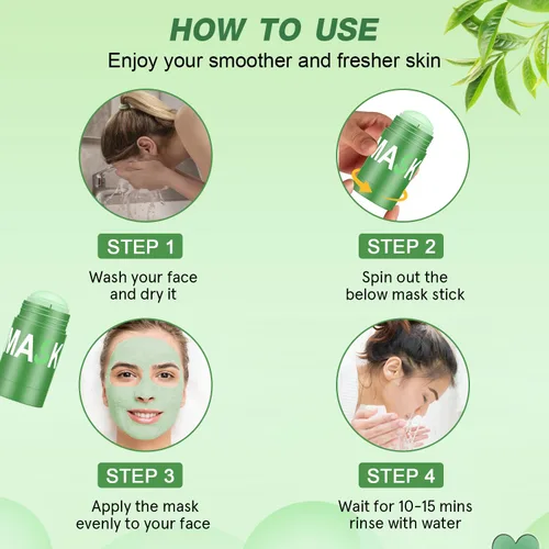 Vista 4 de Máscara de limpieza profunda de té verde, removedor de puntos negros con extracto de té verde para limpieza profunda de poros faciales, control