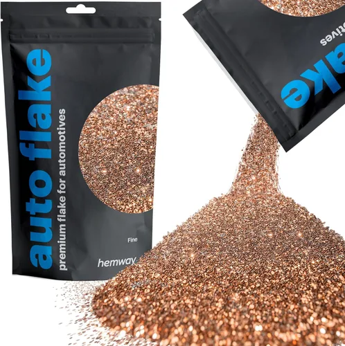Purpurina Hemway Auto Flake Fine, 1/64", 0.02", 375 micras, aditivo de metal en escamas para pintura, 3.53 oz para uso con pintura en aerosol, para