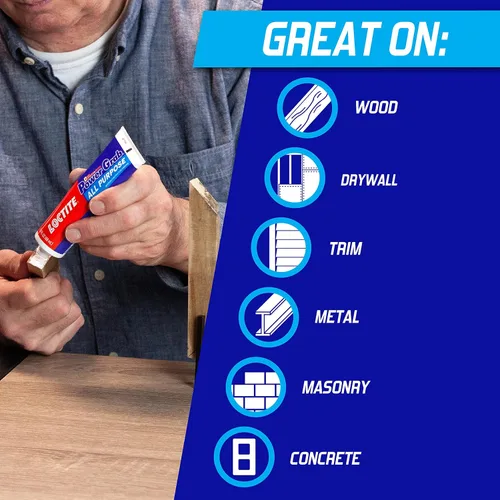 Vista 3 de Loctite Power Grab Express Adhesivo de Construcción Multiusos, Blanco, Tubo Exprimible de 3 fl oz, 1 Paquete - Pegamento de Construcción Versátil
