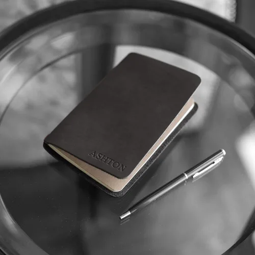 Vista 5 de Personalized Refillable Leather Notebook Cover – Includes Paper – Fits 4" x 5.75" Field Notes – Monogrammed Leather Journal – Custom Gift – Handmade