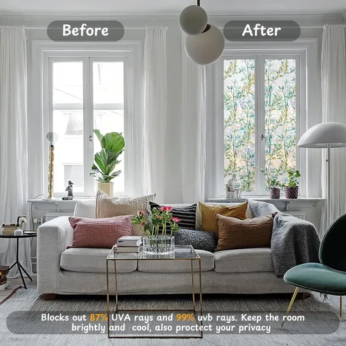 Vista 4 de NINETREX Película de Privacidad para Ventanas Película para Ventanas de Vidrio Emplomado Película Adherente Decorativa 3D, Película Adherente