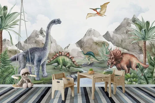 Vista 4 de Murwall Kids Wallpaper for Boys Dinosaur Wall Mural Jurassic World Dino Wall Murals Soft Childroom Wallpapers
