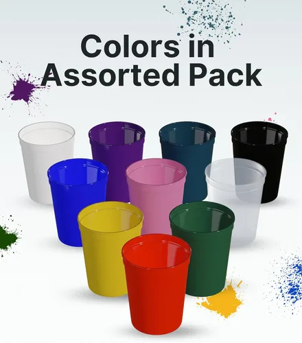 Vista 8 de PartyPrints Paquete de 100 vasos de plástico en blanco reutilizables de 16 onzas, vasos de estadio a granel, sin BPA, aptos para lavavajillas, vasos