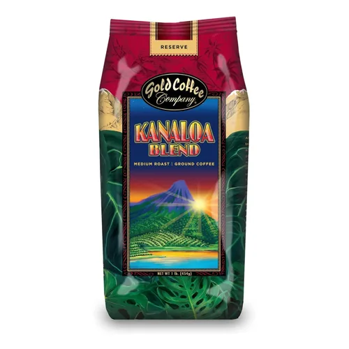 Vista 10 de Gold Coffee Kanaloa Premium House Blend, tostado medio, molido 100% café arábica, 12 onzas