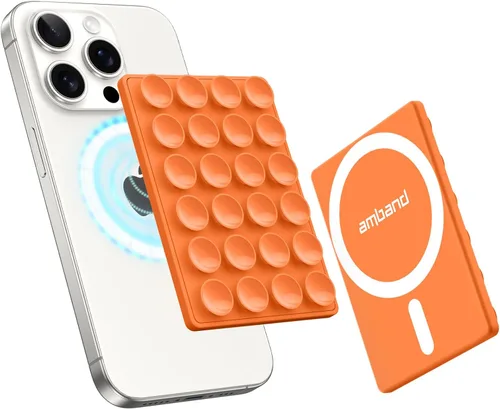 Vista 8 de amBand Soporte magnético de teléfono con succión para carcasa MagSafe, silicona transparente Octo Cup Buddy Soporte de agarre adhesivo para iPhone