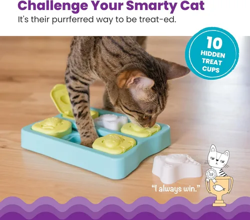 Vista 2 de Catstages Kitty Cube Juguete Rompecabezas Interactivo de Premios para Gatos, Azul