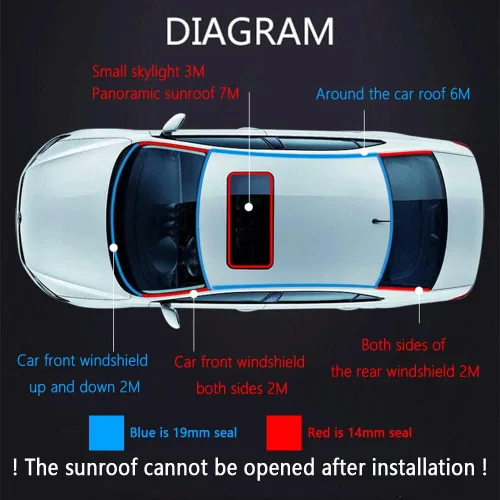 Vista 6 de Burlete para automóvil de 16.4 pies, burlete cortable para parabrisas de automóvil en forma de T, sello de techo solar con autoadhesivo, borde