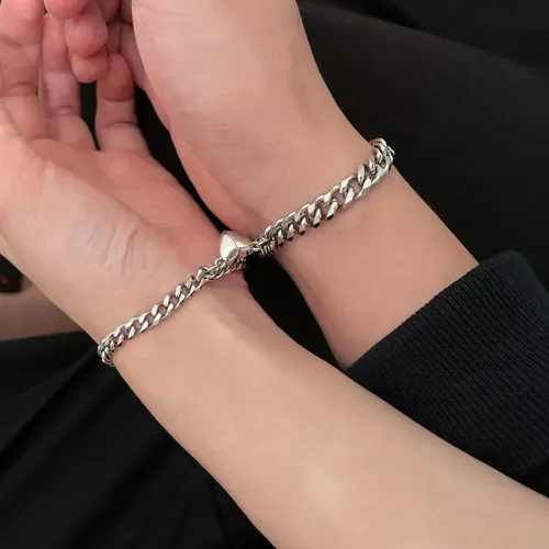 Vista 7 de 2 pulseras de corazón a juego para parejas, pulseras para novio y novio, pulseras táctiles de larga distancia, pulseras de promesa de corazón
