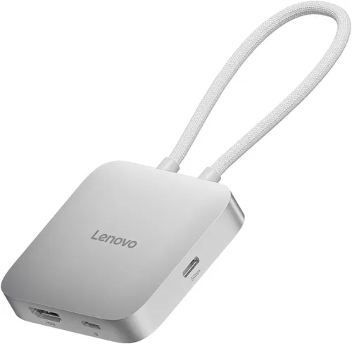 Vista 9 de Lenovo USB-C 4 en 1 Hub de Viaje con Cable Integrado, 1x HDMI 4K @ 60Hz, 2X USB-A 3.2, 1x Combo 3.5mm, Gris Luna – Portátil, Compacto, Conectividad