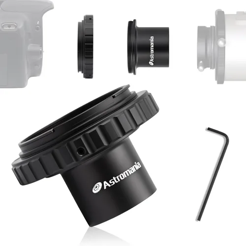 Adaptador de cámara para telescopio Astromania, anillo T2 T y adaptador T M42x0.75 rosca macho a adaptador fotográfico de telescopio de 3.17 cm,