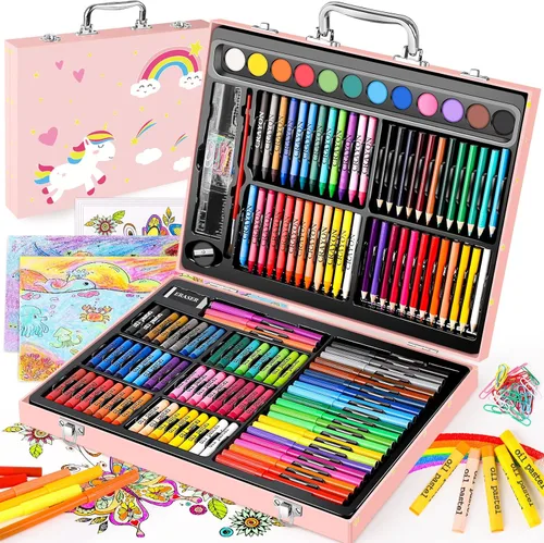 Soucolor Suministros de Arte y Manualidades, Juego de Dibujo y Pintura de 183 Piezas para Niñas, Niños y Adolescentes, Kit de Arte para Colorear y