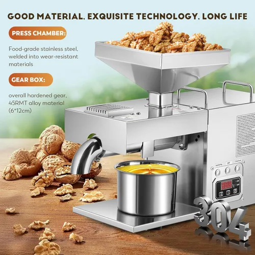 Vista 6 de CGOLDENWALL Máquina de prensa de aceite comercial de 3000 W Expulsor extractor de aceite con controlador de temperatura inteligente/motor