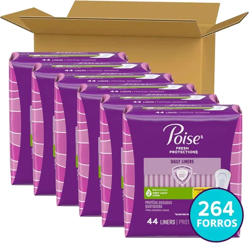 Vista 2 de Poise Daily Liners, protectores de incontinencia para pérdidas de vejiga, 2 gotas de absorción muy ligera, longitud larga, 264