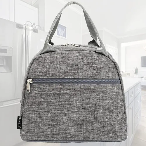 Vista 7 de Bolsa de almuerzo aislada FlowFly - Bolsa de asas organizadora para mujeres/hombres, gris Heather