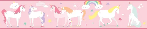 Vista 2 de RoomMates RMK11498BD - Papel tapiz adhesivo con diseño de unicornio mágico, color rosa, blanco