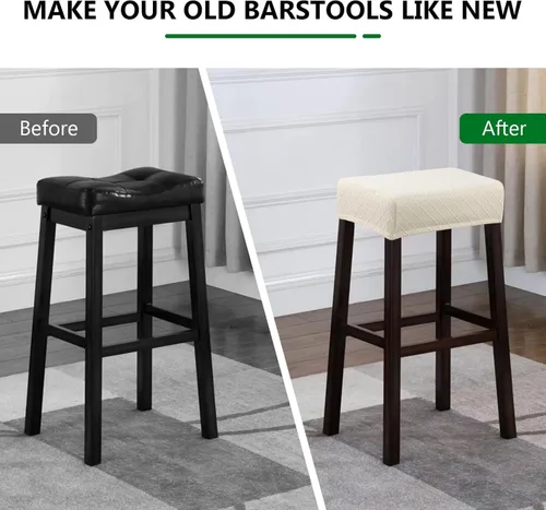 Vista 5 de YISUN Fundas de taburete rectangulares, paquete de 2 fundas elásticas impermeables para asiento de silla de montar, taburetes de bar, sillas de bar