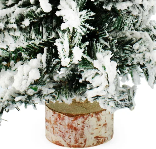 Vista 7 de AuldHome Design Mini árboles de Navidad (paquete de 3, 8 pulgadas, flocados); decoración navideña de mesa de pino canadiense