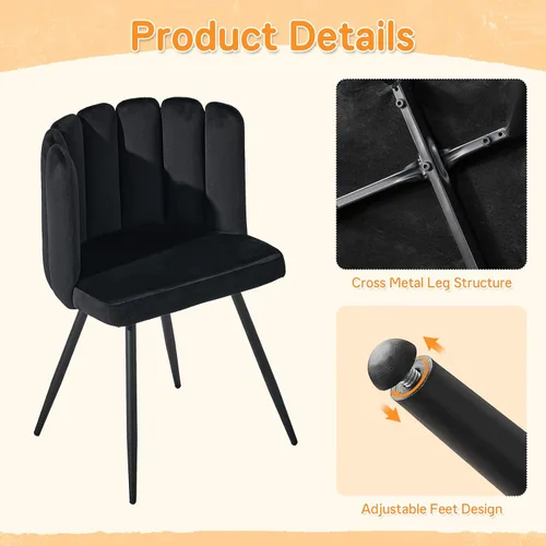 Vista 4 de CLIPOP Silla decorativa de barril para sala de estar, moderna silla de comedor de terciopelo para cocina, silla de tocador con patas de metal