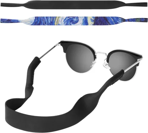 Vista 13 de MoKo Retenedor de lentes de neopreno (paquete de 2) de ajuste universal, retenedor de lentes de sol deportivos sin cola, correa de gafas de sol