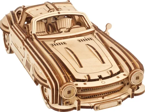 Vista 11 de UGEARS Dream Cabriolet VM-05 Rompecabezas 3D de madera para adultos – Rompecabezas de madera 3D para adultos – Kit de coche modelo mecánico – Arte