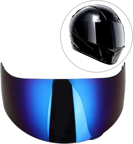 Vista 2 de Keenso Visera de lente de casco, lente de repuesto para casco de motocicleta de cara completa para AGV K3SV K5 (azul)