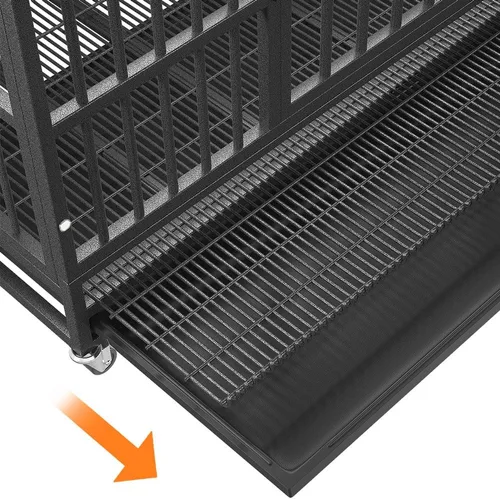 Vista 7 de Jaula de perro resistente de 54484238 pulgadas con ruedas, perrera de acero indestructible y a prueba de escapes para perros de alta ansiedad