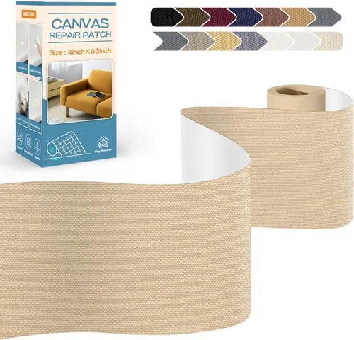 Vista 53 de KING MOUNTAIN Cinta de reparación de tela de nailon autoadhesiva, 4×63 pulgadas, parche rápido de reparación de chaqueta de plumón, kit de parche