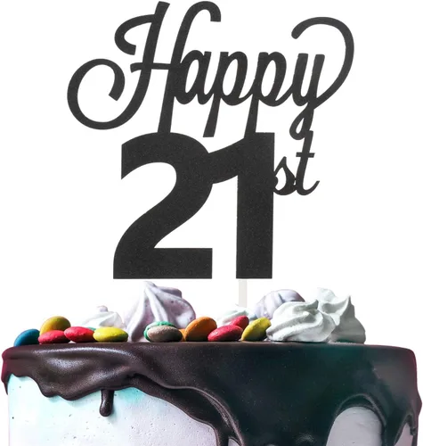 Vista 94 de LINGTEER - Decoración para pastel con texto "Happy Birthday 100", color negro