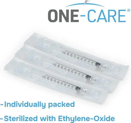 Vista 3 de ONE-CARE Jeringa Luer Lock de 0.0 fl oz, estéril, espacio muerto bajo, jeringas empaquetadas en ampolla 100/bx 1cc