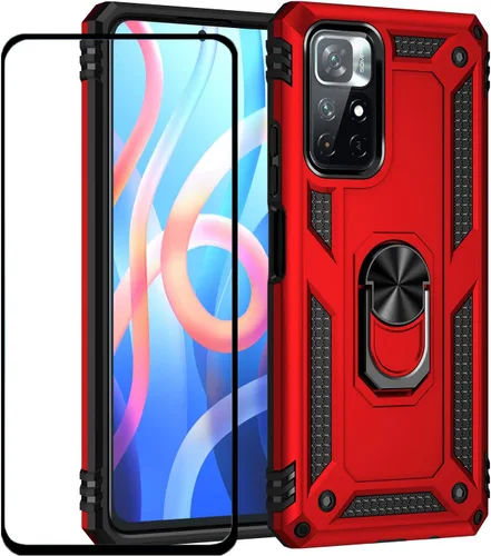 Vista 68 de Funda para Xiaomi POCO X3 NFC /X3 Pro con protector de pantalla, armadura de protección militar híbrida resistente a prueba de golpes, funda Negro