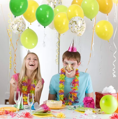 Vista 3 de Globos surtidos de 12 pulgadas con confeti amarillo y dorado para decoración de fiesta, cumpleaños de niños (verde + confeti dorado)