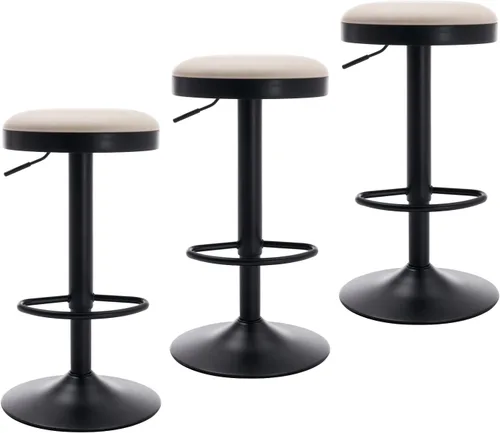 Vista 24 de CIMOTA Juego de 2 taburetes de bar redondos giratorios con espalda descubierta ajustable, taburete de bar moderno industrial para cocina, hogar