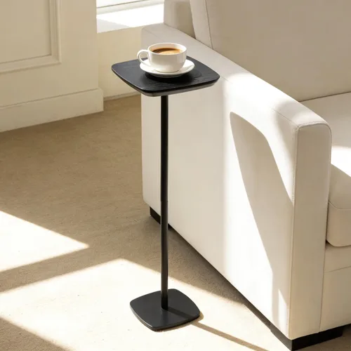 Vista 8 de Mesa auxiliar con pedestal de mármol sintético de 15.75 pulgadas, mesa